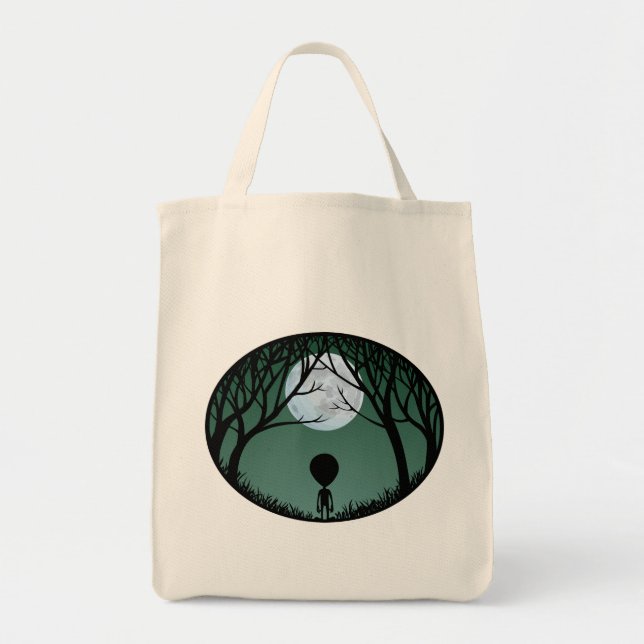 Cute Alien Tote Bag Organic Cute Alien Grocery Bag (Front)