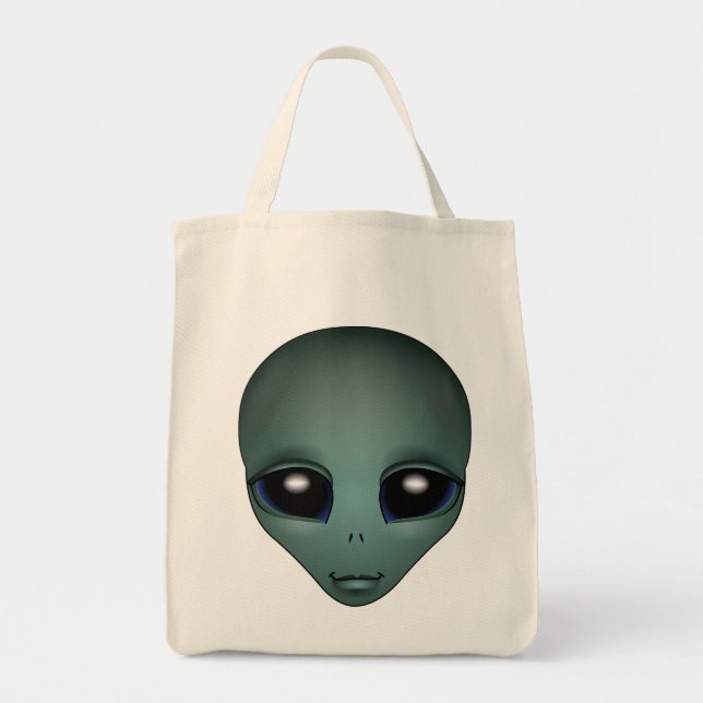 Cute Alien Tote Bag Organic Cute Alien Grocery Bag (Front)
