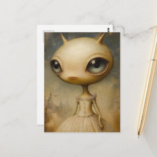 Cute Alien With Big Eyes Fantasy Postcard
