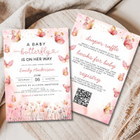 Cute All in One QR Code Girl Butterfly Baby Shower
