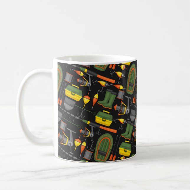 Cute All Necessary Fishing Elements Coffee Mug (Left)