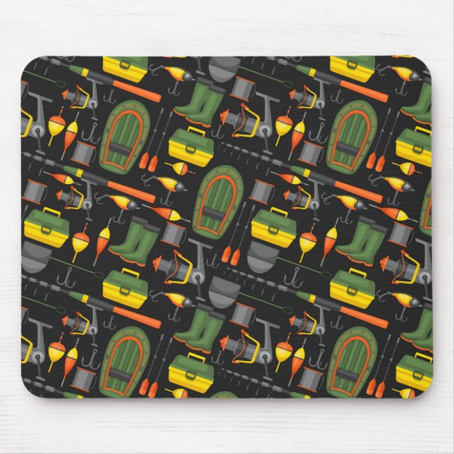 Cute All Necessary Fishing Elements Mouse Pad (Front)
