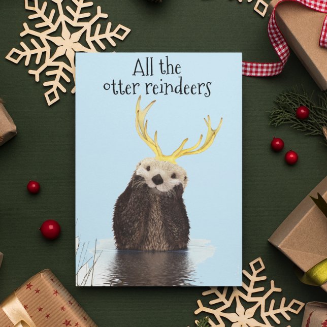 Cute All the Otter Reindeers Cute Holiday Card (Creator Uploaded)