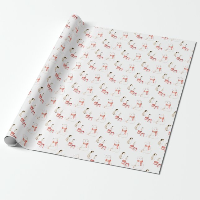 Cute All-white Christmas Wrapping Paper (Unrolled)