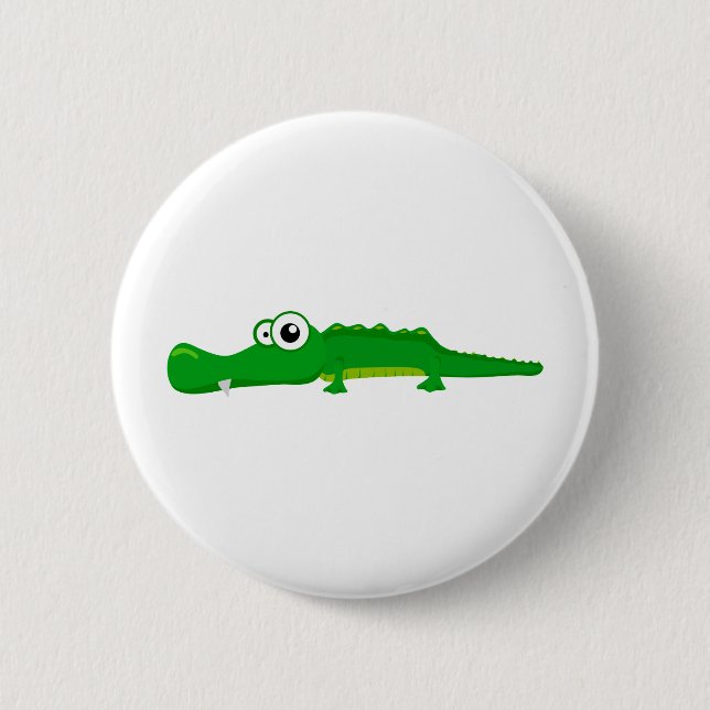 Cute alligator 6 cm round badge (Front)