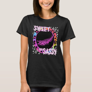 Cute Alligator 90s Nostalgia Rainbow Leopard Print T-Shirt