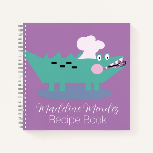 Cute Alligator Baker Recipe Kids  Notebook (Front)