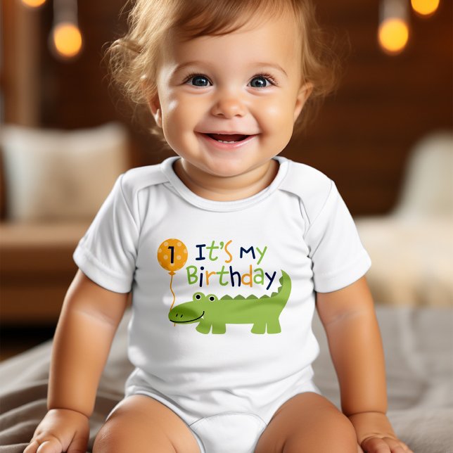 Cute Alligator Birthday Baby T-Shirt (Creator Uploaded)