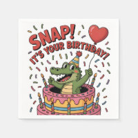 Cute Alligator Birthday Cake Party Design