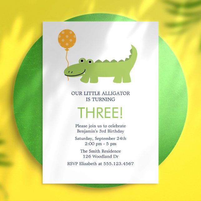 Cute Alligator Birthday Party Invitation (Creator Uploaded)