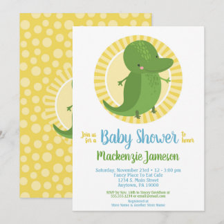 Cute Alligator Croc Neutral Baby Shower Invitation