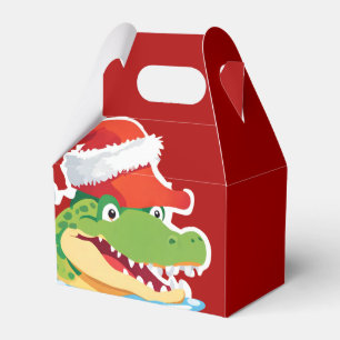 Cute alligator crocodile Christmas Safari Santa Favour Box