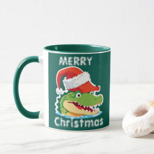 Cute alligator crocodile Christmas Safari Santa Mug