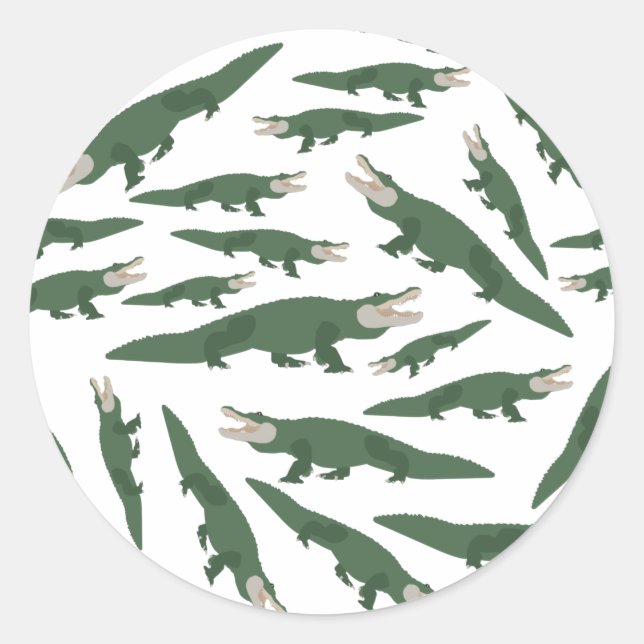 Cute Alligator Crocodile Pattern Classic Round Sticker (Front)