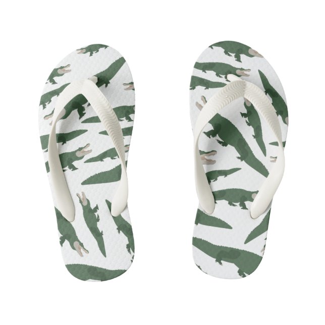 Cute Alligator Crocodile Pattern Gator Kid's Jandals (Footbed)