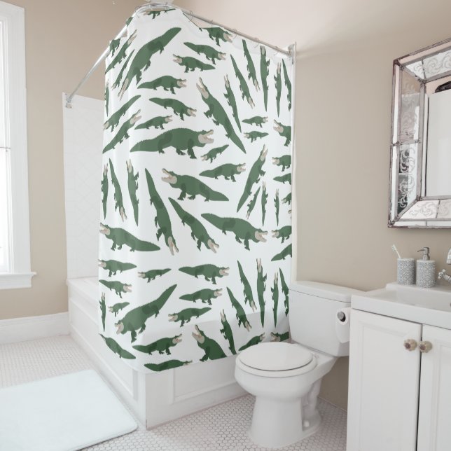 Cute Alligator Crocodile Pattern Shower Curtain (In Situ)