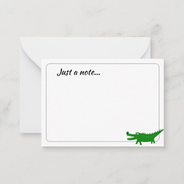  Cute Alligator Drawing Custom Just a Note Card (Front)