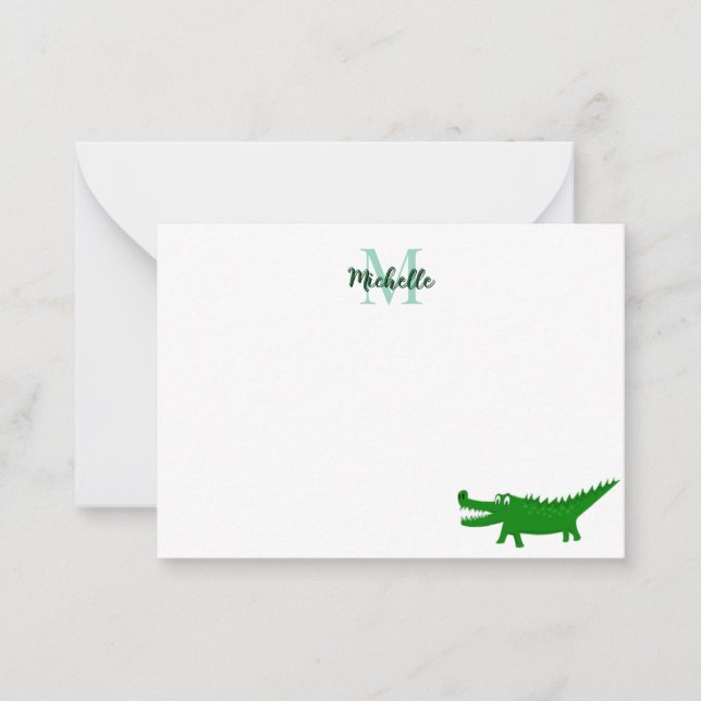  Cute Alligator Drawing Lined Personalized Card (Front)