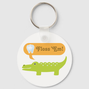 Cute Alligator Floss Dental Hygiene Key Ring