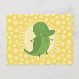 Cute Alligator - Funny Yellow Green Crocodile Postcard