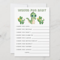 Cute Alligator Green Wishes Baby Shower Card