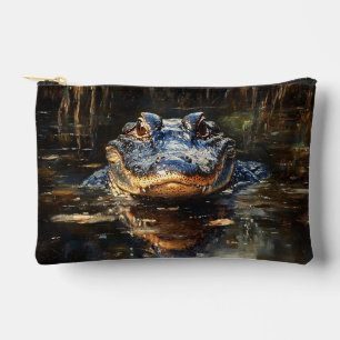 Cute Alligator in the Florida Everglades Painting Accessory Pouch