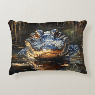 Cute Alligator in the Florida Everglades Painting Decorative Cushion