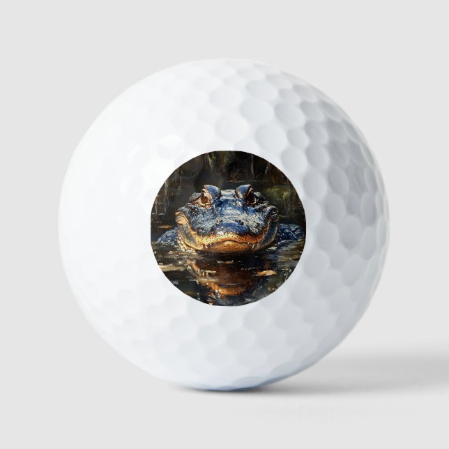 Cute Alligator in the Florida Everglades Painting Golf Balls (Front)