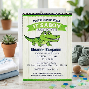 Cute Alligator It's a Boy Baby Shower Invitation
