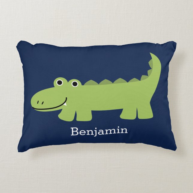 Cute Alligator Kids Decorative Cushion (Front)
