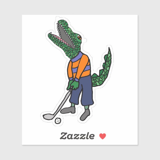 Cute Alligator Playing Golf Sports Cartoon (Sheet)