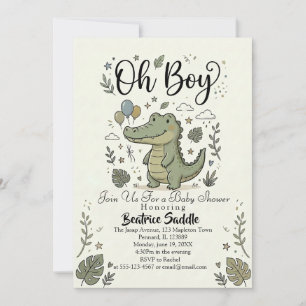Cute Alligator safari Oh Boy Jungle baby shower Invitation