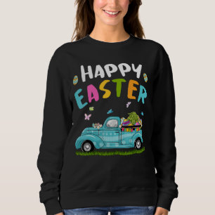 Cute Alligator With Bunny Ears Egg Hunting Truck E Sweatshirt