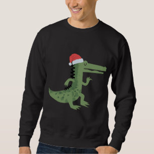 Cute Alligator With Santa Hat Funny Christmas Sweatshirt