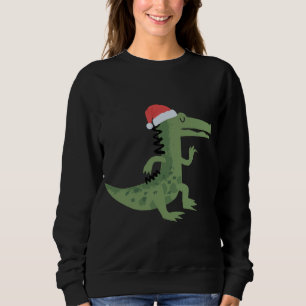 Cute Alligator With Santa Hat Funny Christmas Sweatshirt