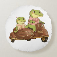 Cute Alligators on Vintage Scooter with Sidecar Il