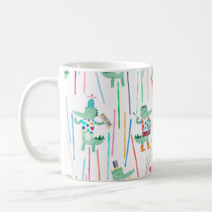 Cute alligators with musical instruments. Watercol Coffee Mug
