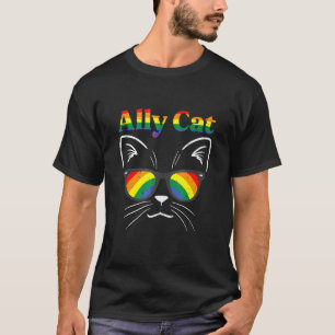 Cute Ally Cat Sunglasses For Men Women Gay Lgbt P T-Shirt