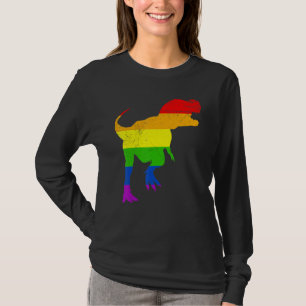 Cute Allysaurus Dinosaur In Rainbow Flag For Ally  T-Shirt