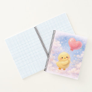 Cute Alma Chick with Heart Balloon Notebook