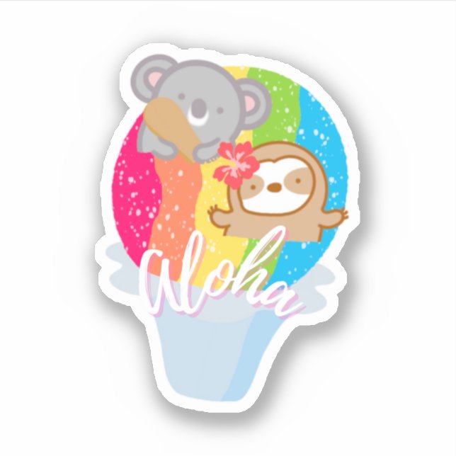 Cute Aloha Rainbow Shave Ice Sticker (Front)
