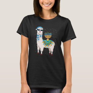 Cute Alpaca Chanukah Gift Menorah Hanukkah Llama T-Shirt