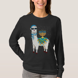 Cute Alpaca Chanukah Menorah Hanukkah Llama T-Shirt