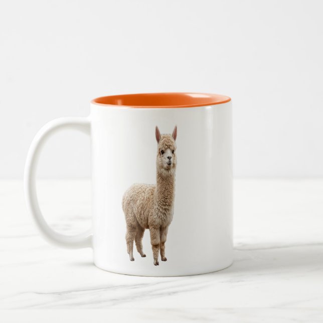 Cute Alpaca Coffee Mug Adorable Llama Two Tone  (Left)