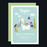 Cute Alpaca Colourful Kids Birthday Invitation<br><div class="desc">Celebrate your son or daughter's birthday day with this cute and unique birthday party invitation. This customisable kids birthday invitation features illustrations of cute alpaca,  colourful pyramids and succulents.</div>