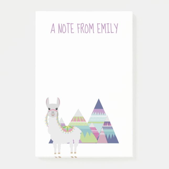 Cute Alpaca Colourful Mountains Note From (Front)
