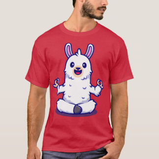 Cute Alpaca Doing Yoga Cartoon T-Shirt