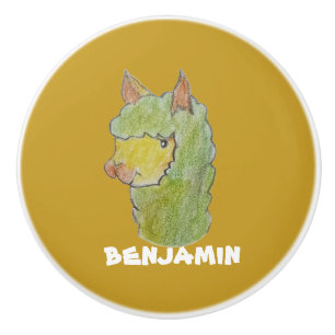 Cute alpaca face art  ceramic knob