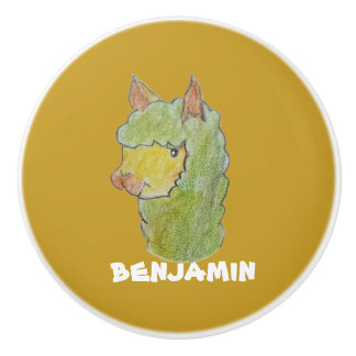 Cute alpaca face art ceramic knob