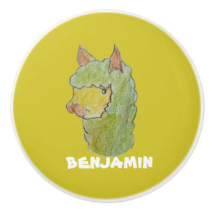 Cute alpaca face art  ceramic knob